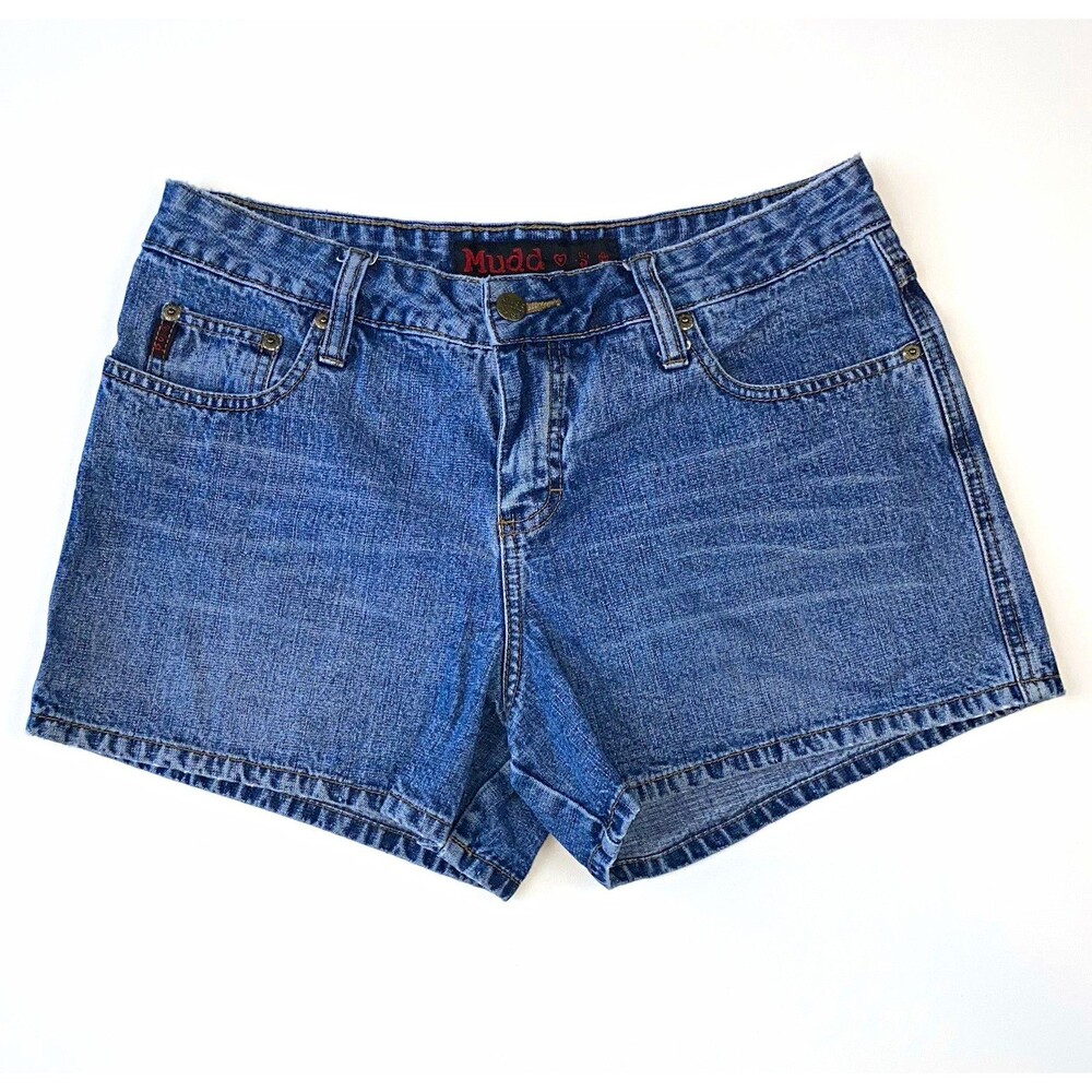 Vintage Y2K 90s Mudd Denim Jean Shorts Womens Size 11 Blue Medium Wash Low Rise